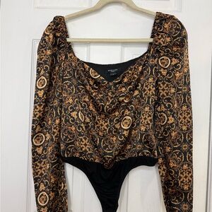 Marciano Black and Gold Baroque Bodysuit